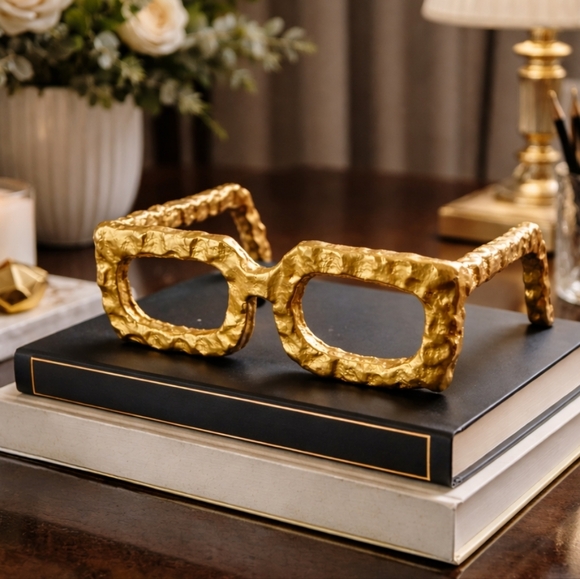 Vintage Other - Vintage Brutalist Gold Cast Metal Eyeglasses Sculpture Desk Decor